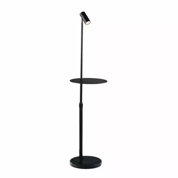 LUCE AMBIENTE E DESIGN Lampadaire relax en métal noir avec base et plateau en marbre (Lampadaires / Éclairage décoratif)
