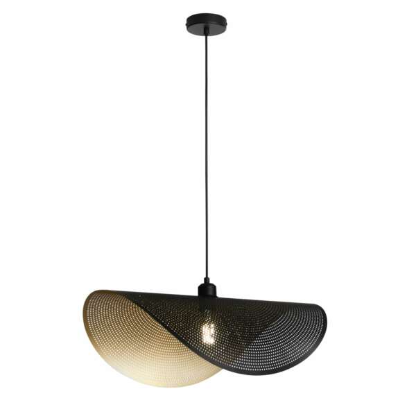 LUCE AMBIENTE E DESIGN Suspension RHEI-DOT en métal perforé noir à voile simple 60 cm (Suspensions Design & Déco / Éclairage intérieur LED)