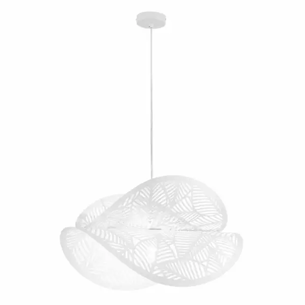 LUCE AMBIENTE E DESIGN Suspension RHEI-LEAF en métal perforé blanc à double voile (Suspensions Design & Déco / Éclairage intérieur LED)
