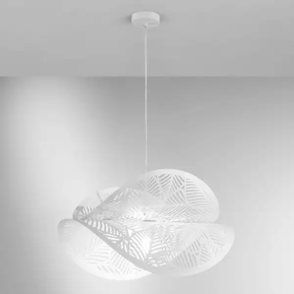 Suspension RHEI-LEAF en métal perforé blanc à double voile – Image 2