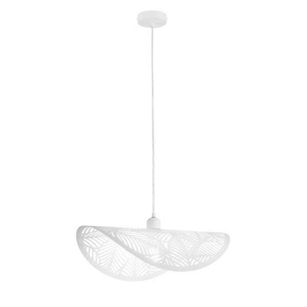 LUCE AMBIENTE E DESIGN Suspension RHEI-LEAF en métal perforé blanc à voile simple 50 cm (Suspensions Design & Déco / Éclairage intérieur LED)