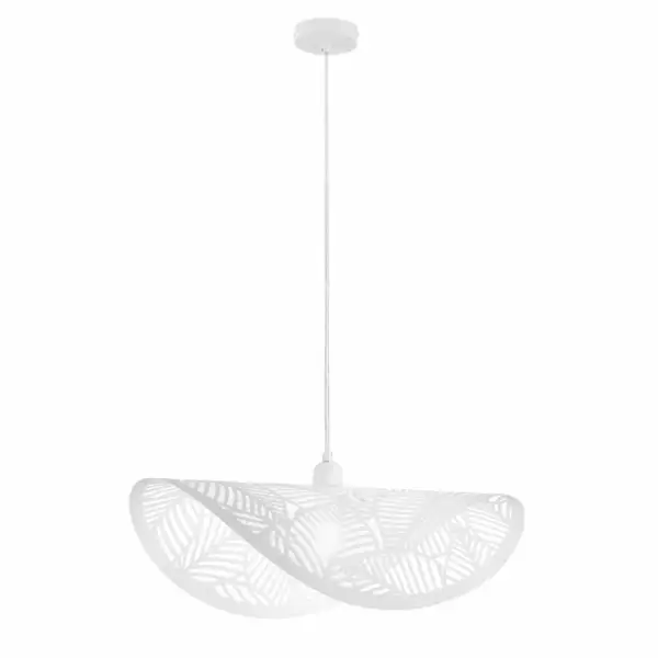 LUCE AMBIENTE E DESIGN Suspension RHEI-LEAF en métal perforé blanc à voile simple 60 cm (Suspensions Design & Déco / Éclairage intérieur LED)
