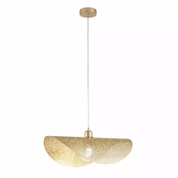 LUCE AMBIENTE E DESIGN Suspension RHEI-TARA en métal perforé doré à voile simple 50 cm (Suspensions Design & Déco / Éclairage intérieur LED)