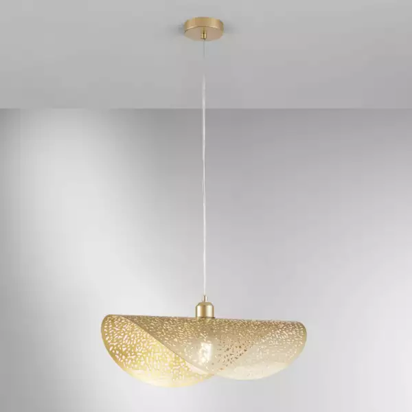 Suspension RHEI-TARA en métal perforé doré à voile simple 50 cm – Image 2