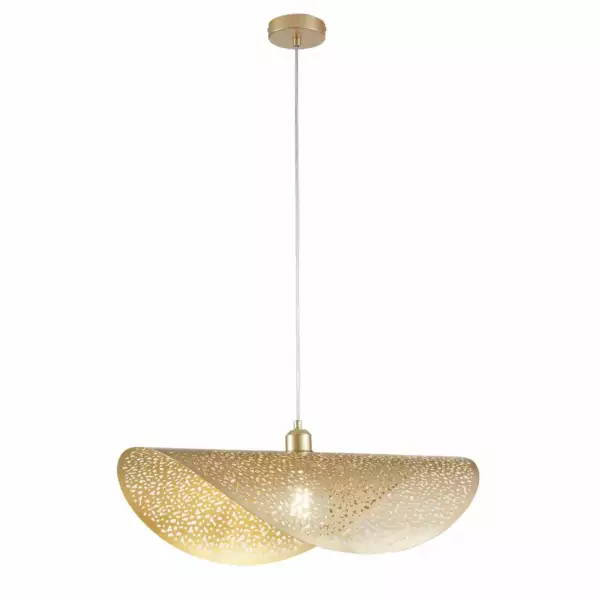 LUCE AMBIENTE E DESIGN Suspension RHEI-TARA en métal perforé doré à voile simple 60 cm (Suspensions Design & Déco / Éclairage intérieur LED)