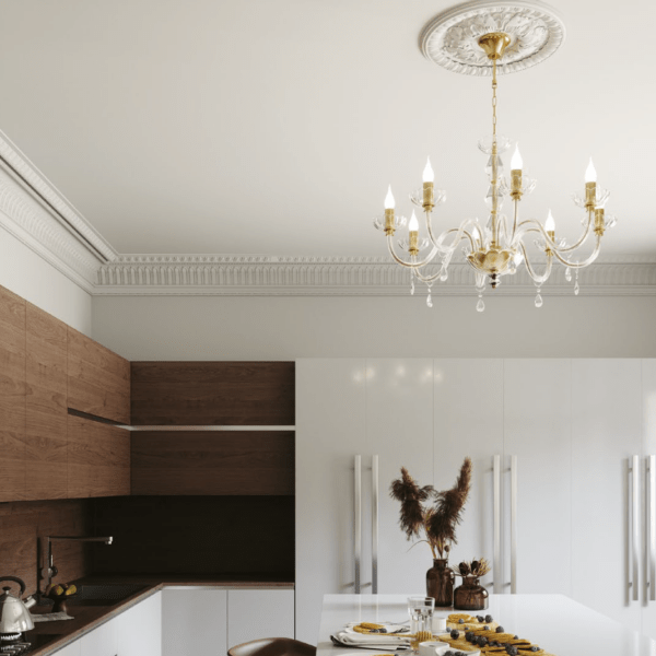 LUCE AMBIENTE E DESIGN Lustre suspension cristal doré RIFFLESSO (5xE14) (Suspensions Design & Déco / Éclairage intérieur LED)