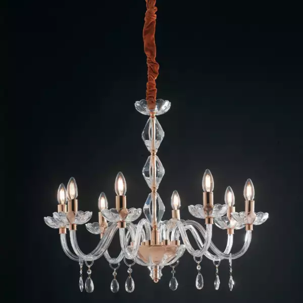 LUCE AMBIENTE E DESIGN Lustre pendentif en cristal doré RIFFLESO (8xE14) (Suspensions Design & Déco / Éclairage intérieur LED)