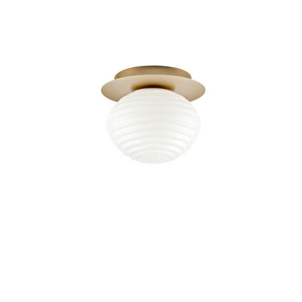 LUCE AMBIENTE E DESIGN Plafonnier RIPPLE en métal doré avec diffuseur en verre blanc de 20 cm (Plafonnier / Éclairage intérieur LED)