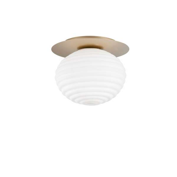 LUCE AMBIENTE E DESIGN Plafonnier Ripple en métal doré avec diffuseur en verre de 35 cm (Plafonnier / Éclairage intérieur LED)