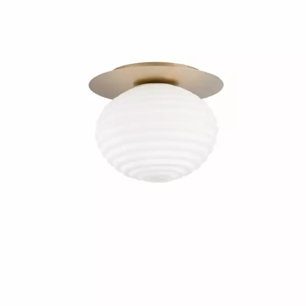 LUCE AMBIENTE E DESIGN Plafonnier Ripple en métal doré avec diffuseur en verre de 35 cm (Plafonnier / Éclairage intérieur LED)