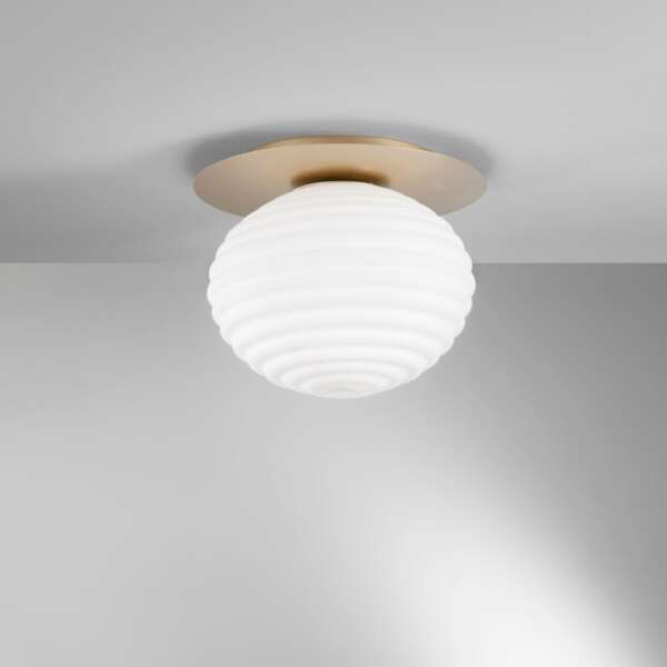 Plafonnier Ripple en métal doré avec diffuseur en verre de 35 cm – Image 2
