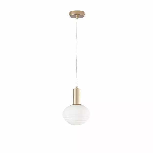 LUCE AMBIENTE E DESIGN Lampe à suspension RIPPLE en métal doré et diffuseur en verre blanc 150 x 18 cm (Suspensions Design & Déco / Éclairage intérieur LED)