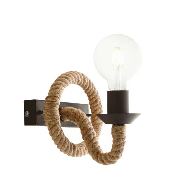 LUCE AMBIENTE E DESIGN Applique en métal ROPE avec câbles en corde de chanvre (Applique murale / Éclairage intérieur LED)