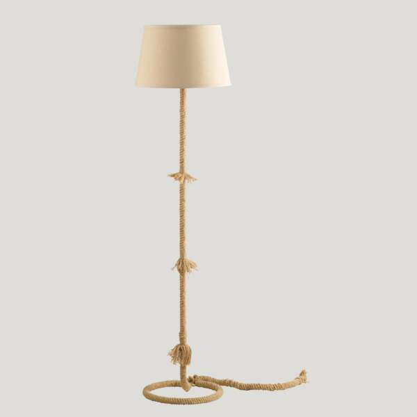 Lampadaire rope en métal beige avec câbles recouverts de chanvre (1xE27) – Image 2