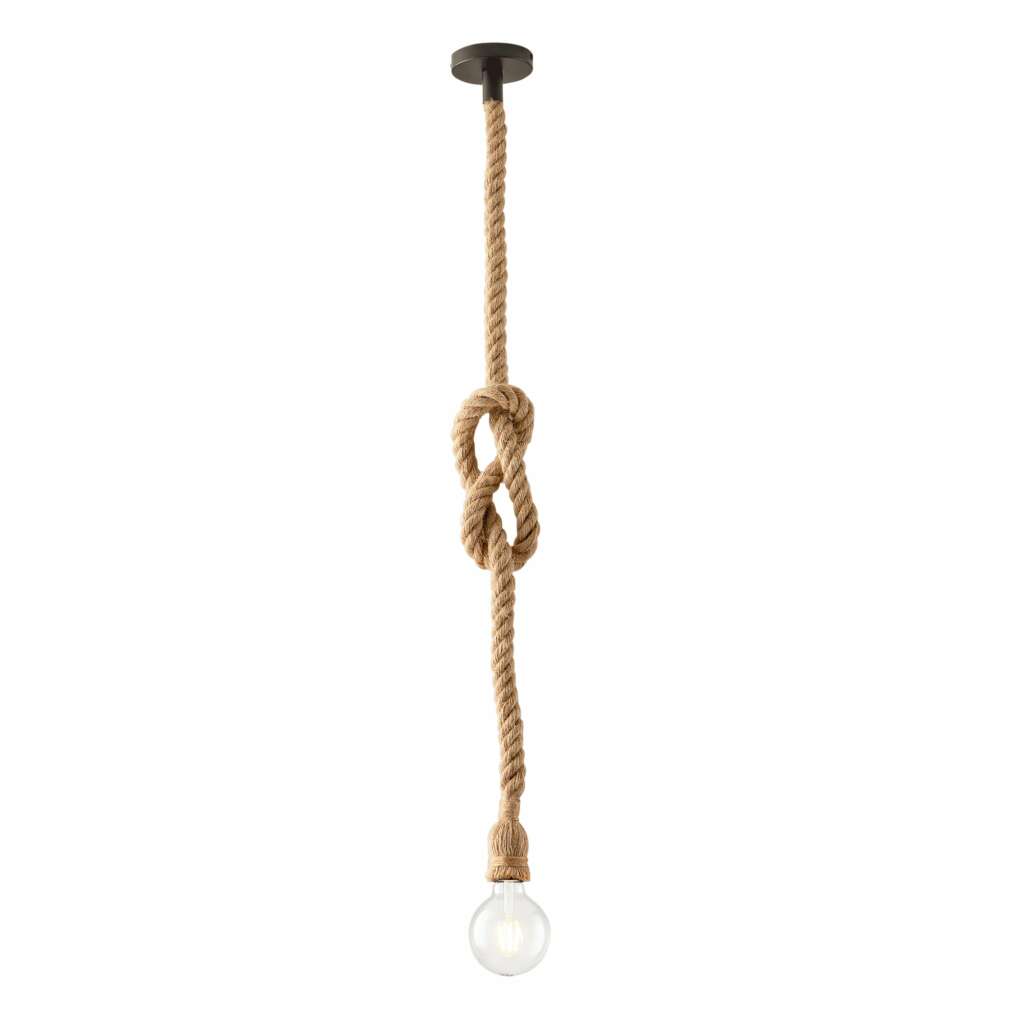 LUCE AMBIENTE E DESIGN Suspension rope beige en chanvre et métal 1xE27 ...
