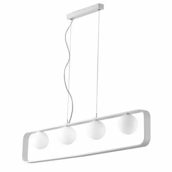 LUCE AMBIENTE E DESIGN Lampe à Suspension Roxy en aluminium blanc à quatre lumières (Suspensions Design & Déco / Éclairage intérieur LED)