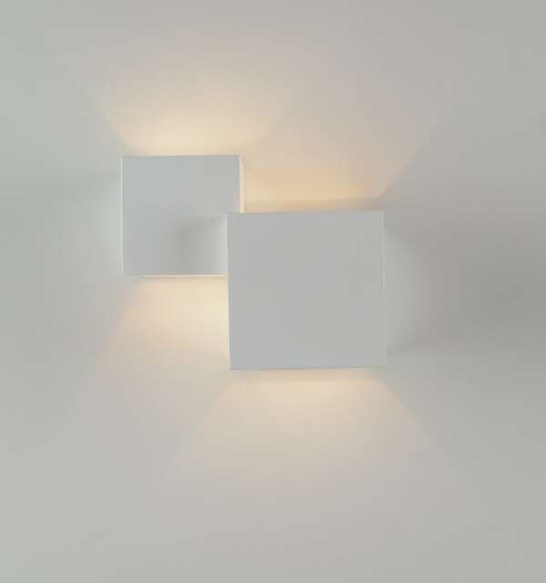 LUCE AMBIENTE E DESIGN Applique RUBIK en plâtre blanc à peindre avec double diffuseur (Applique murale / Éclairage intérieur LED)
