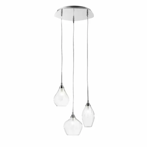 LUCE AMBIENTE E DESIGN Lampe à suspension SKYLINE en métal avec trois diffuseurs en verre transparent (Suspensions Design & Déco / Éclairage intérieur LED)
