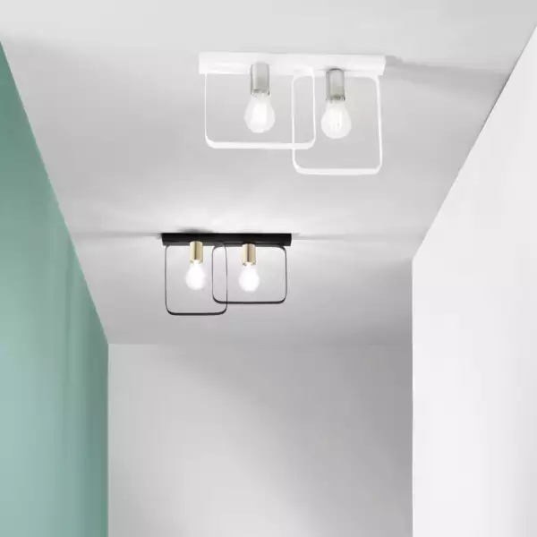 Plafonnier SMITH en métal blanc à deux lumières – Image 3