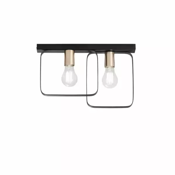 LUCE AMBIENTE E DESIGN Plafonnier SMITH en métal noir à deux lumières (Plafonnier / Éclairage intérieur LED)