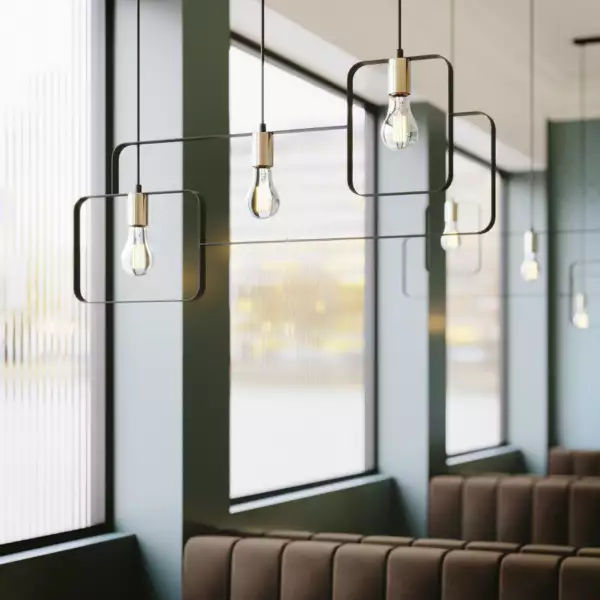 Lampe à suspension SMITH en métal noir à trois lumières – Image 3