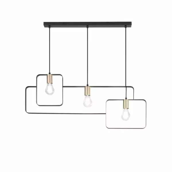 LUCE AMBIENTE E DESIGN Lampe à suspension SMITH en métal noir à trois lumières (Suspensions Design & Déco / Éclairage intérieur LED)