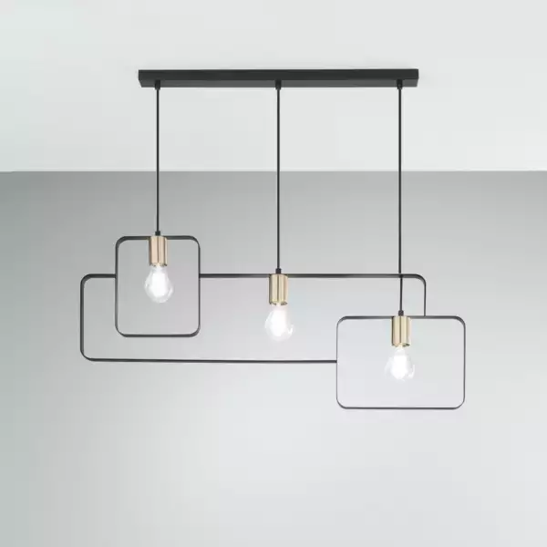 Lampe à suspension SMITH en métal noir à trois lumières – Image 2
