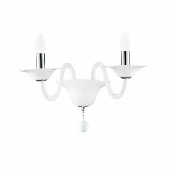 LUCE AMBIENTE E DESIGN Applique soffio en verre blanc (2x E14) (Applique murale / Éclairage intérieur LED)