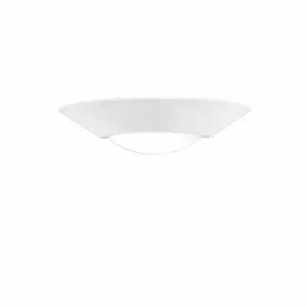 LUCE AMBIENTE E DESIGN Applique soleil en plâtre à peindre avec diffuseur en verre satiné (Applique murale / Éclairage intérieur LED)