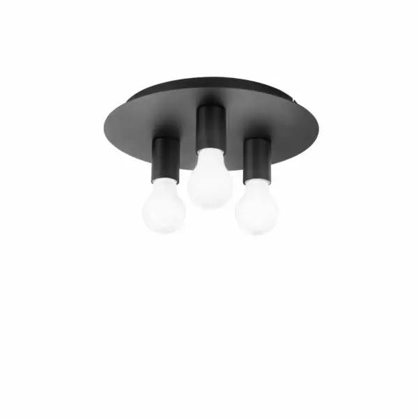 LUCE AMBIENTE E DESIGN Plafonnier STRIKE à trois lumières en métal noir (Plafonnier / Éclairage intérieur LED)