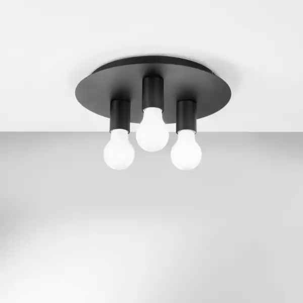 Plafonnier STRIKE à trois lumières en métal noir – Image 2