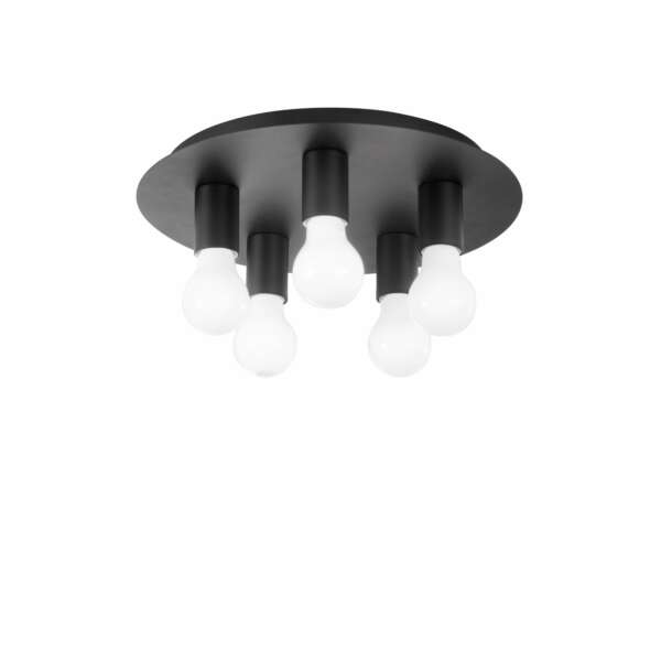 LUCE AMBIENTE E DESIGN Plafonnier STRIKE à cinq lumières en métal noir (Plafonnier / Éclairage intérieur LED)