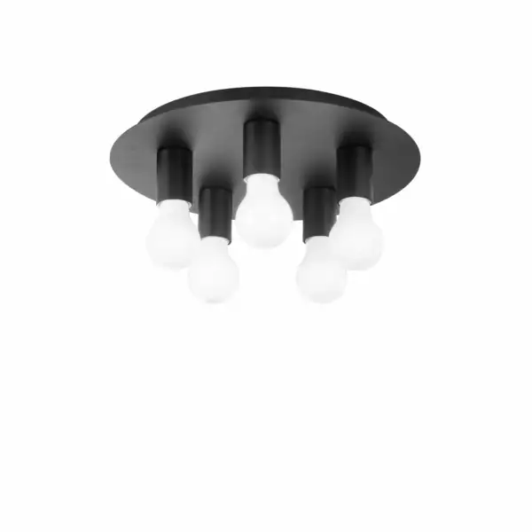 LUCE AMBIENTE E DESIGN Plafonnier STRIKE à cinq lumières en métal noir (Plafonnier / Éclairage intérieur LED)