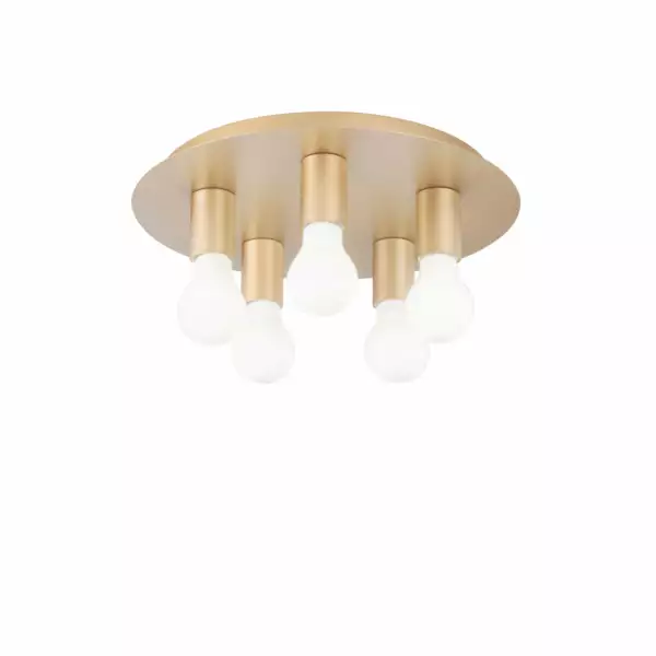 LUCE AMBIENTE E DESIGN Plafonnier STRIKE à cinq lumières en métal doré (Plafonnier / Éclairage intérieur LED)