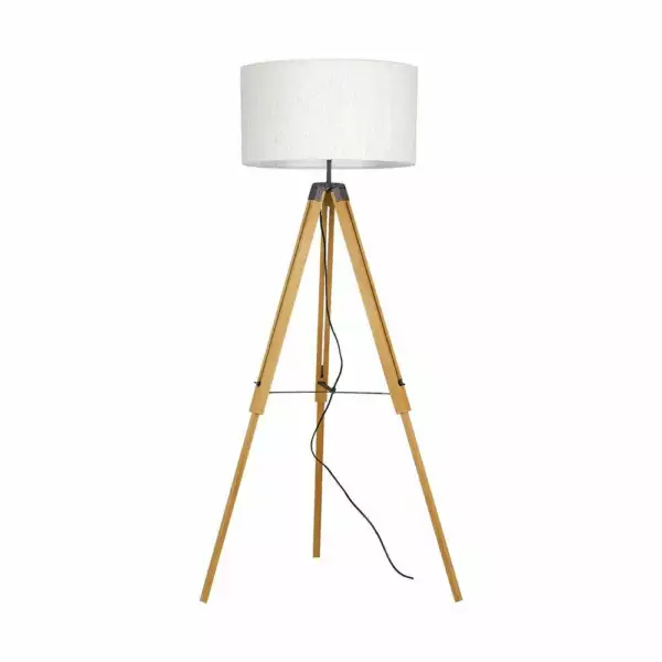 LUCE AMBIENTE E DESIGN Studios Lampadaire Tripode en bois avec abat-jour en tissu (Lampadaires / Éclairage décoratif)