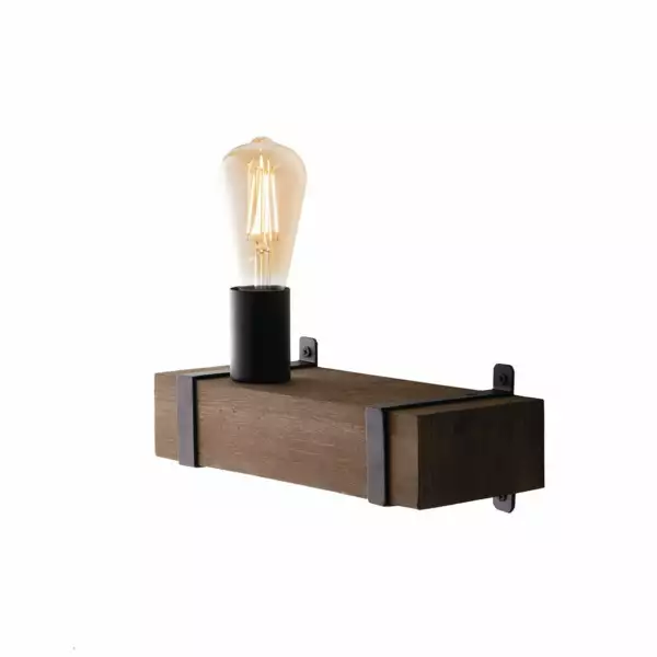 LUCE AMBIENTE E DESIGN Applique Texas en bois et métal foncé (Applique murale / Éclairage intérieur LED)