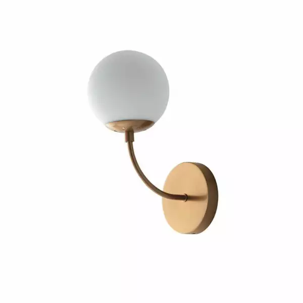LUCE AMBIENTE E DESIGN Applique THEMYS en métal laiton avec diffuseur en verre (Applique murale / Éclairage intérieur LED)