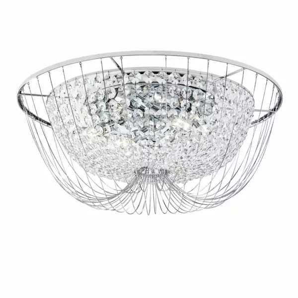 LUCE AMBIENTE E DESIGN Plafonnier VIENNA en métal chromé avec cristaux (Plafonnier / Éclairage intérieur LED)