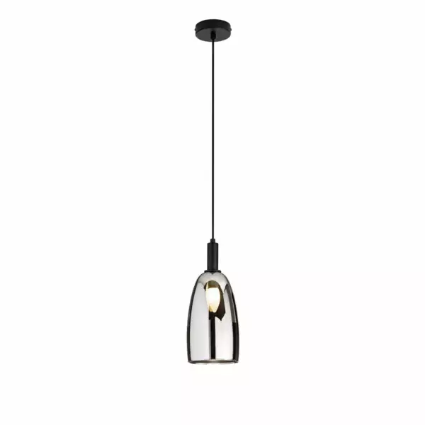 LUCE AMBIENTE E DESIGN Suspension simple lumière WEIZEN en métal noir et verre chromé (Suspensions Design & Déco / Éclairage intérieur LED)