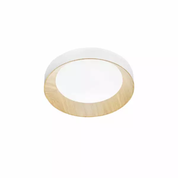 Plafonnier LED ARKA en métal blanc et structure effet bois 24W avec interrupteur CCT 40 cm – Image 2
