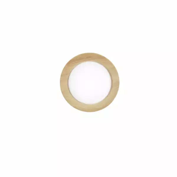 LUCE AMBIENTE E DESIGN Plafonnier LED ARKA en métal blanc et structure effet bois 24W avec interrupteur CCT 40 cm (Plafonnier / Éclairage intérieur LED)