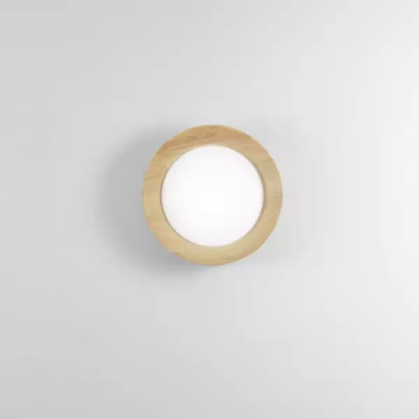 Plafonnier LED ARKA en métal blanc et structure effet bois 24W avec interrupteur CCT 40 cm – Image 3