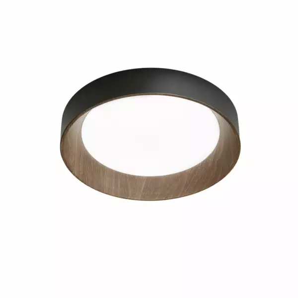 Plafonnier LED ARKA en métal noir et structure effet bois 36W avec interrupteur CCT 50 cm – Image 2
