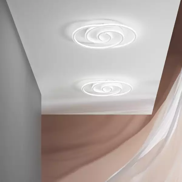 Plafonnier LED CAYMAN ovale blanc 40W avec interrupteur CCT 60 cm – Image 3