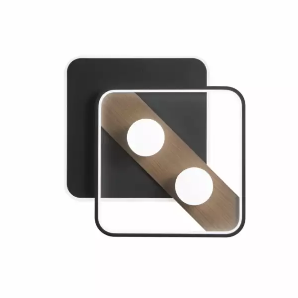 LUCE AMBIENTE E DESIGN Plafonnier LED CRICKET noir avec détails en bois 40W avec interrupteur CCT 50 cm (Plafonnier / Éclairage intérieur LED)