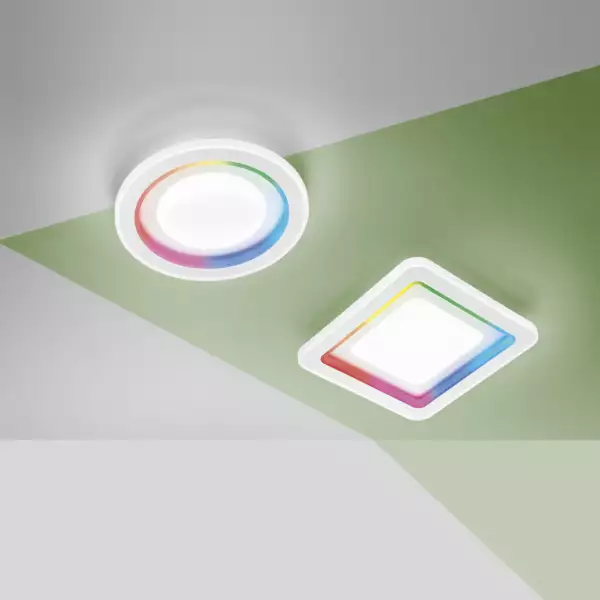 Plafonnier LED rond Dygital en métal blanc, dimmable CCT et RGB avec télécommande incluse, 50 cm – Image 7
