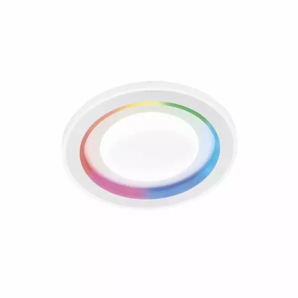 LUCE AMBIENTE E DESIGN Plafonnier LED rond Dygital en métal blanc, dimmable CCT et RGB avec télécommande incluse, 50 cm (Plafonnier / Éclairage intérieur LED)