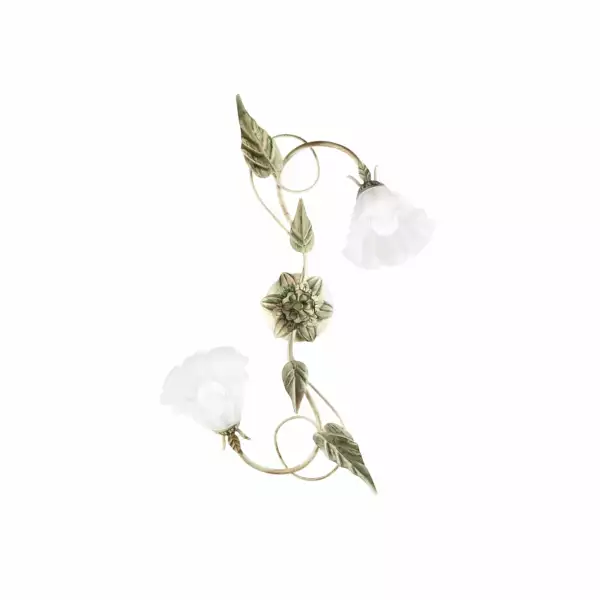LUCE AMBIENTE E DESIGN Plafonnier ISOTTA en métal ivoire et deux diffuseurs en verre blanc (Plafonnier / Éclairage intérieur LED)