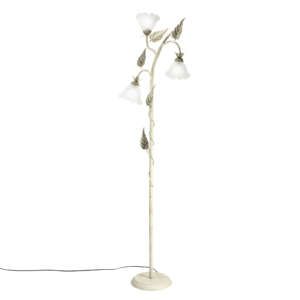 Lampadaire isotta en métal ivoire et trois diffuseurs en verre blanc 172 cm