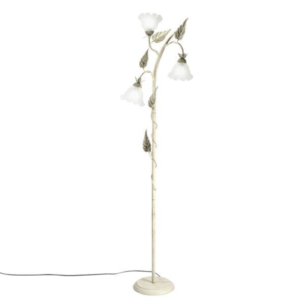 LUCE AMBIENTE E DESIGN Lampadaire isotta en métal ivoire et trois diffuseurs en verre blanc 172 cm (Lampadaires / Éclairage décoratif)